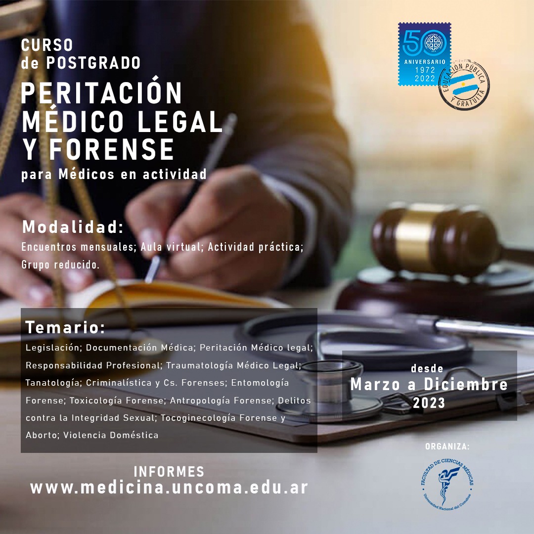 Curso de Posgrado, peritación en Médico Legal y Forense